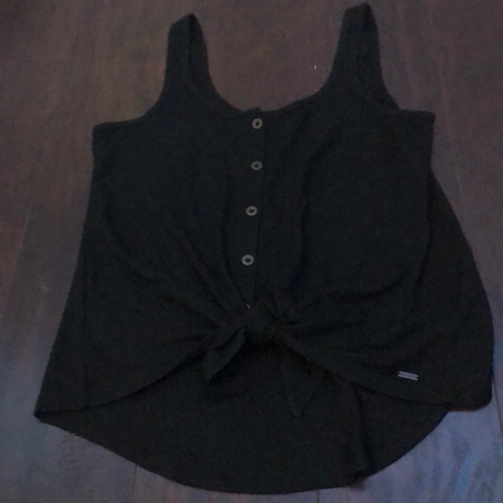 hollister button down tank top with tie